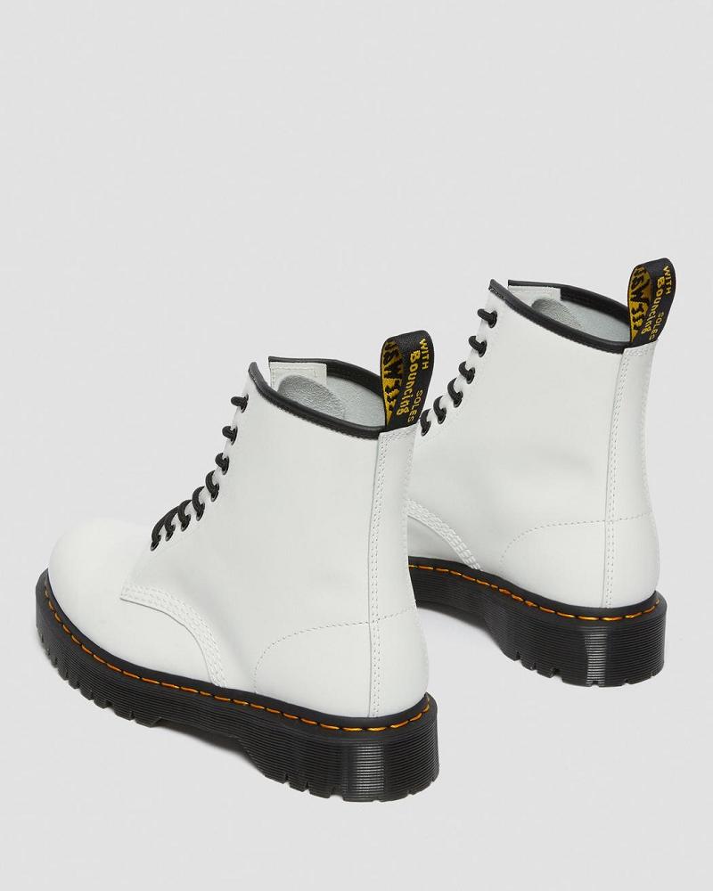 Dr Martens 1460 Bex Smooth Læder Platform Støvler Dame Hvide | DK 229KOR